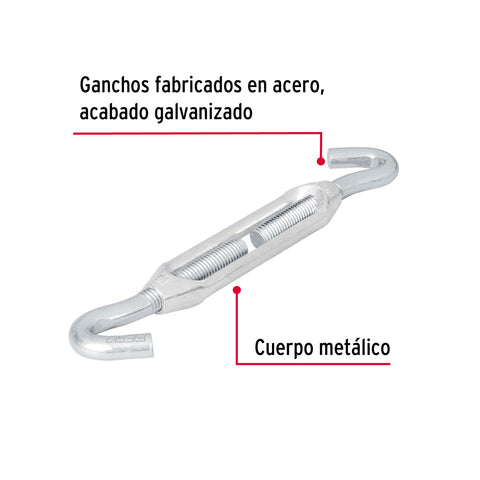 Tensor zinc 3/8' gancho-gancho, FIERO | TEN-3/8G | 44063