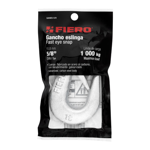 Gancho eslinga de acero forjado 5/8', carga 1000 kg, FIERO | GANES-5/8 | 44076