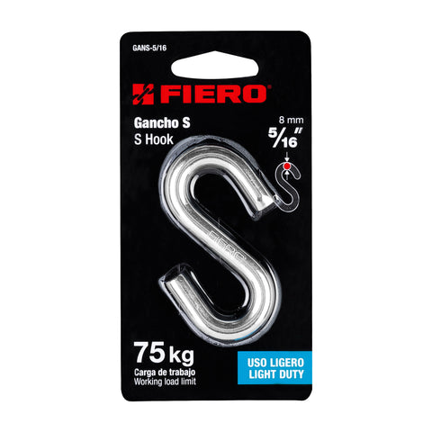 Gancho 'S' de 5/16' de acero para cable, FIERO | GANS-5/16 | 44093