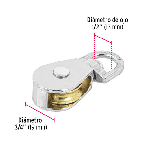Garrucha metálica para noria de 3/4', FIERO | GANO-3/4 | 44113