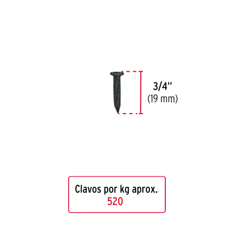 Bolsa con 1 kg de clavos para concreto negros 3/4', FIERO | CLC-3/4N | 44130