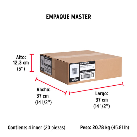 Bolsa con 1 kg de clavos para concreto negros 3/4', FIERO | CLC-3/4N | 44130