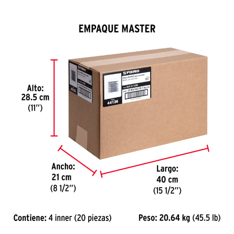 Bolsa con 1 kg de clavos para concreto negros 3-1/2', FIERO | CLC-3-1/2N | 44136
