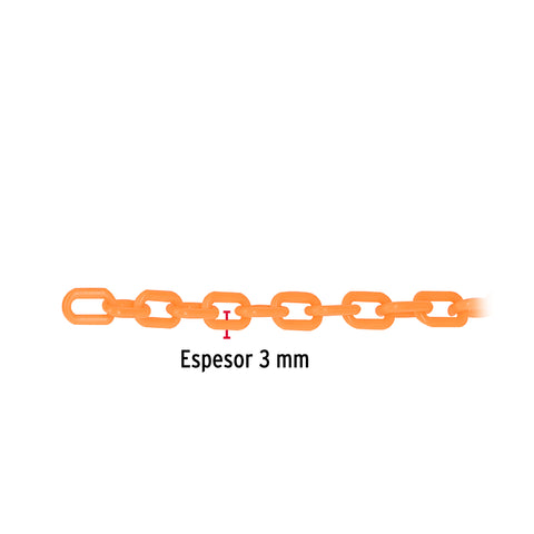 Metro de cadena de 3 mm de plástico naranja, carrete de 50 m | CAPL-3A | 44165