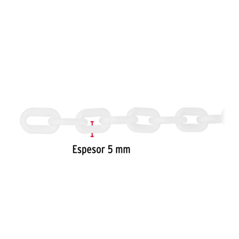 Metro de cadena de 5 mm de plástico blanca, carrete de 25 m | CAPL-5B | 44171