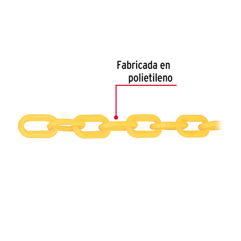 Metro de cadena de 5 mm de plástico amarilla, carrete de 25m | CAPL-5M | 44172