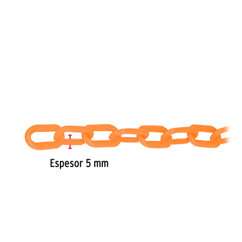 Metro de cadena de 5 mm de plástico naranja, carrete de 25 m | CAPL-5A | 44175