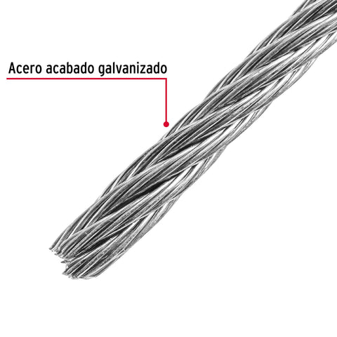 Metro de cable rígido 3/16' de acero 7x7 hilos, 75 m, FIERO | CAB-3/16R | 44206