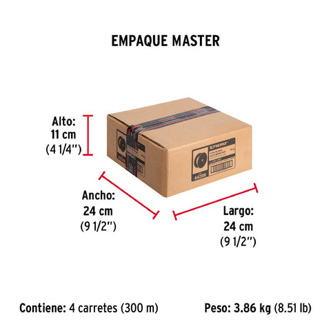 Metro de cable rígido 1/16' de acero 7x7 hilos, 75 m, FIERO | CAB-1/16R | 44208