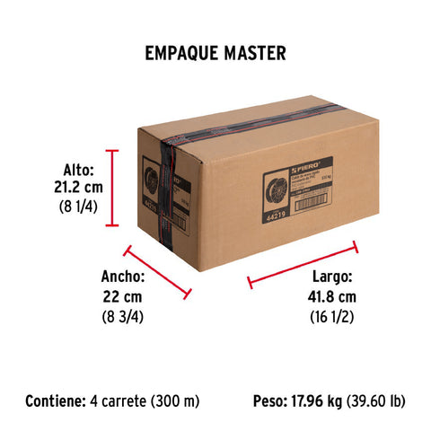 Metro de cable rígido 1/8' acero 7x7 recubierto PVC, 75 m | CAB-1/8RX | 44219