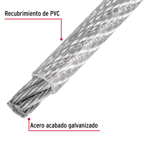 Metro cable flexible 1/4' acero 7x19 recubierto PVC, 75 m | CAB-1/4FX | 44224