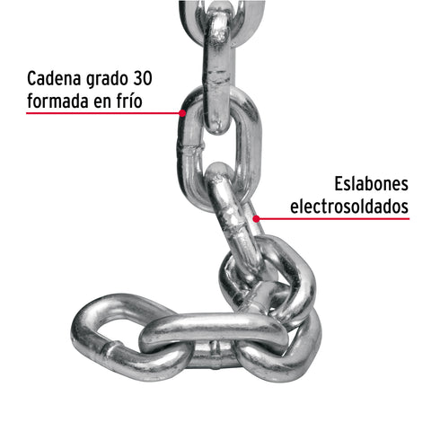Metro de cadena galvanizada de 1/2', 5 m en cubeta, FIERO | CAGA-1/2 | 44274