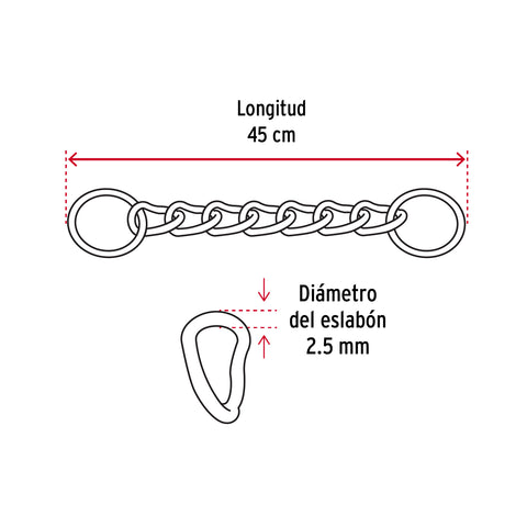 Collar de entrenamiento para perro, 45 cm, eslabón 2.5 mm | CACA-25 | 44290
