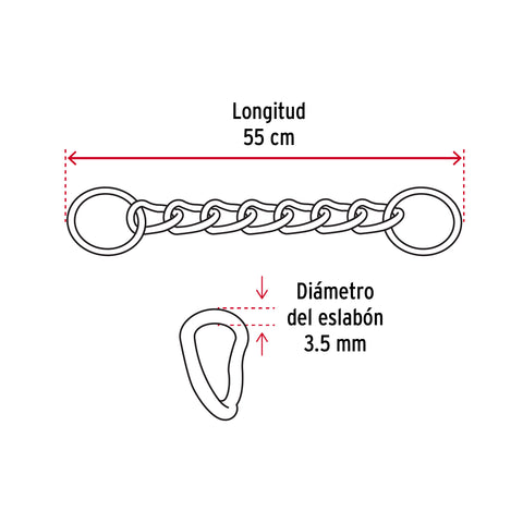 Collar de entrenamiento para perro, 55 cm, eslabón 3.5 mm | CACA-35 | 44292