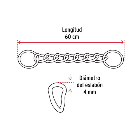 Collar de entrenamiento para perro, 60 cm, eslabón de 4 mm | CACA-40 | 44293