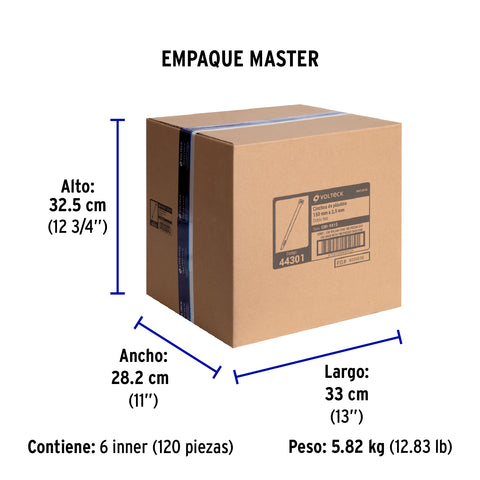 Bolsa con 100 cinchos plásticos 18 lb, 150x2.5 mm, naturales | CIN-1815 | 44301