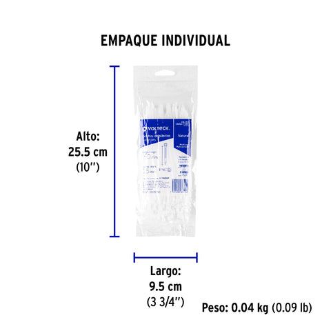 Bolsa con 100 cinchos plásticos 18 lb, 150x2.5 mm, naturales | CIN-1815 | 44301
