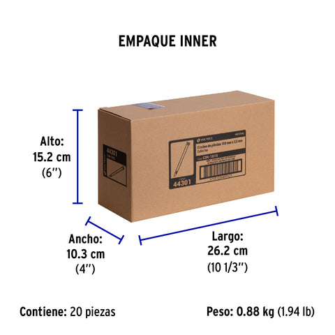 Bolsa con 100 cinchos plásticos 18 lb, 150x2.5 mm, naturales | CIN-1815 | 44301