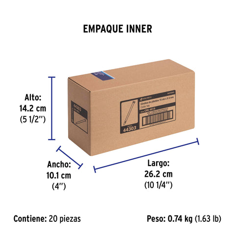 Bolsa con 50 cinchos plásticos 40 lb, 150x3.5 mm, naturales | CIN-4015 | 44303
