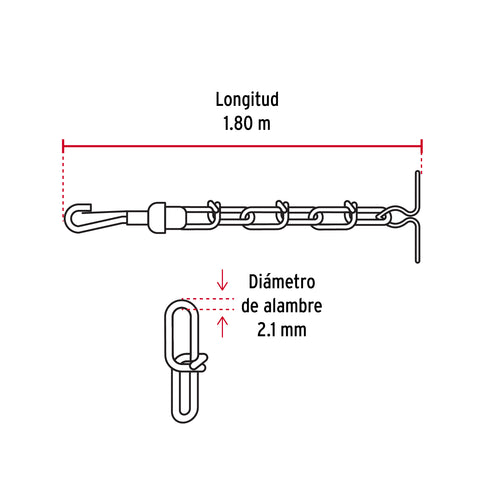 Cadena de 1.8 m de amarre para perro, 2.1 mm, FIERO | CAPE-25V | 44313