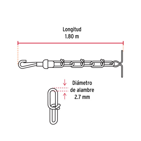 Cadena de 1.8 m de amarre para perro, 2.7 mm, FIERO | CAPE-35V | 44315
