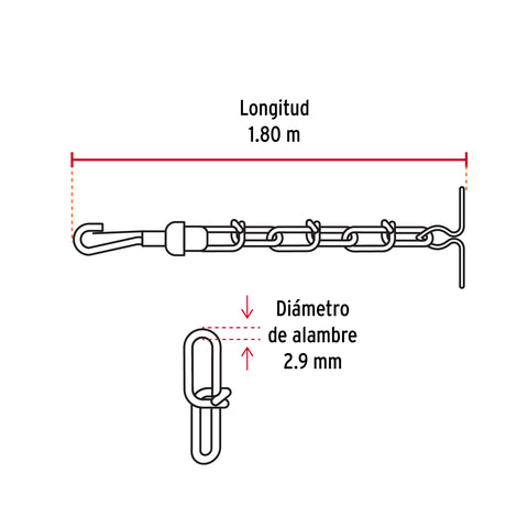 Cadena de 1.8 m de amarre para perro, 2.9 mm, FIERO | CAPE-40V | 44316