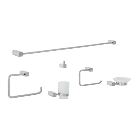 Juego de 6 accesorios para baño, cromo, FOSET KUBO | KUA-7000 | 44319