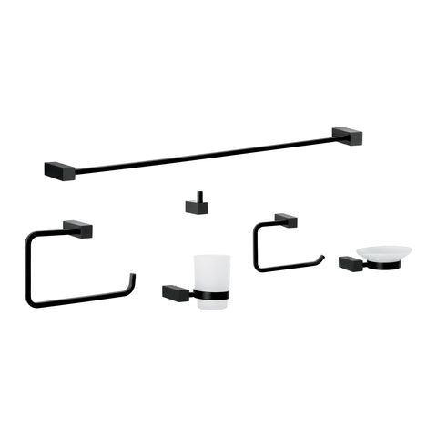 Juego de 6 accesorios para baño, negro, FOSET KUBO | KUA-7000M | 44332