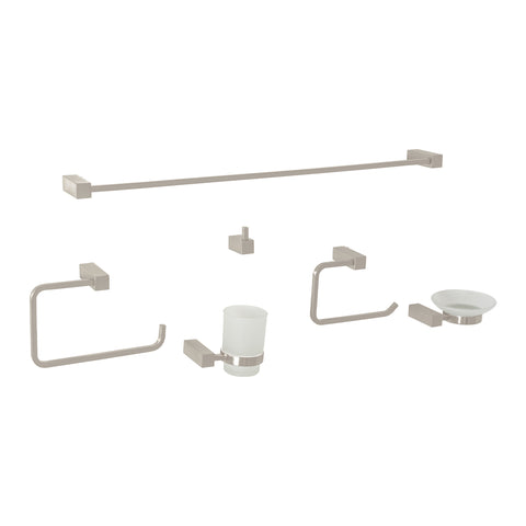 Juego de 6 accesorios para baño, satín, FOSET KUBO | KUA-7000N | 44333