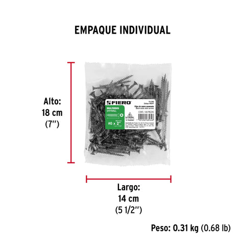 Bolsa con 100 pijas #8 x 2' multiusos, FIERO | PIJ-850 | 44347