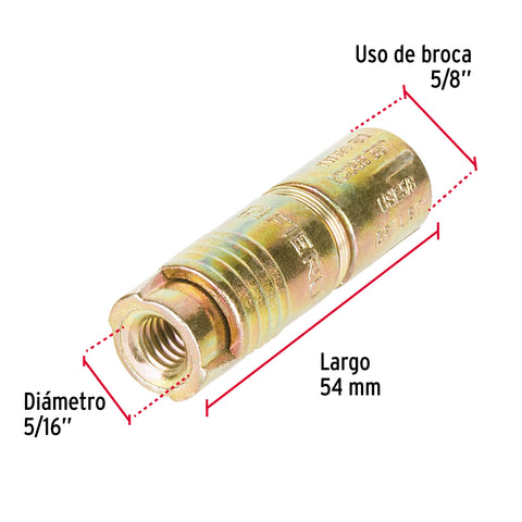 Bolsa con 4 taquetes expansivos de 5/16' sin tornillo, FIERO | TAE-5/16 | 44363