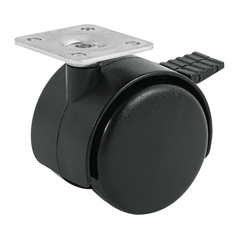Rodaja tipo yoyo de 50 mm con placa, con freno, FIERO | ROYF-50 | 44389