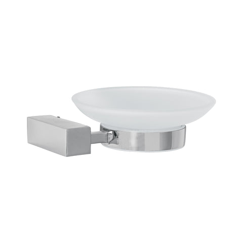 Jabonera con plato de vidrio, cromo, FOSET KUBO | KUA-74 | 44394