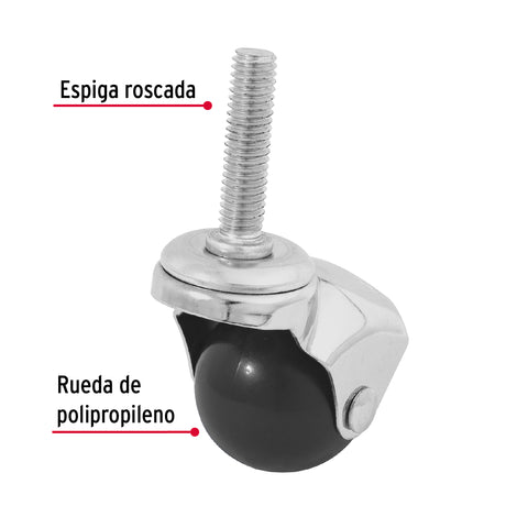 Rodaja esférica, 40 mm con espiga, FIERO | RO-40E | 44395