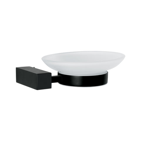 Jabonera con plato de vidrio, negro, FOSET KUBO | KUA-74M | 44397
