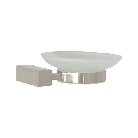 Jabonera con plato de vidrio, satín, FOSET KUBO | KUA-74N | 44398