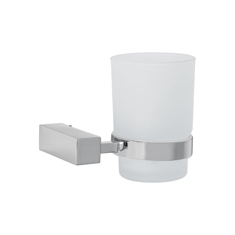 Portavaso cepillero con vaso de vidrio, cromo, FOSET KUBO | KUA-71 | 44399