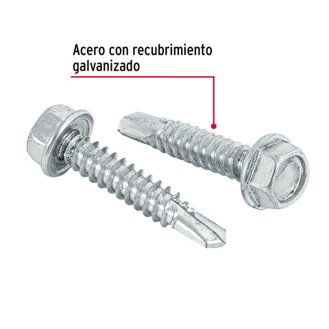 Bolsa con 50 pijas 1-1/4' cabeza hexagonal, punta de broca | PIBR-1-1/4 | 44402