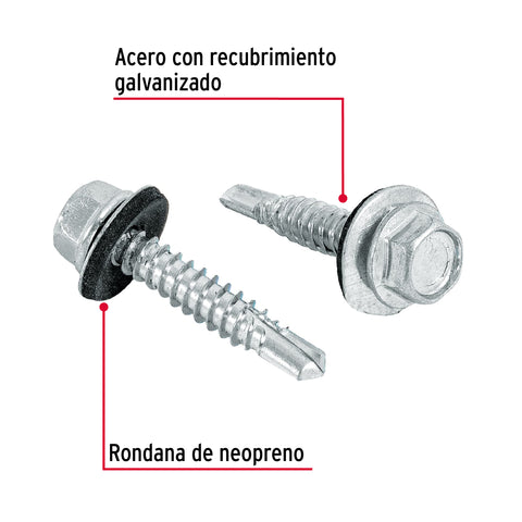 Bolsa con 50 pijas 1-1/4' hexagonal, punta broca con rondana | PIBR-1-1/4R | 44407