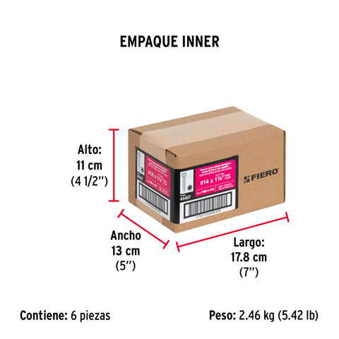 Bolsa con 50 pijas 1-1/4' hexagonal, punta broca con rondana | PIBR-1-1/4R | 44407