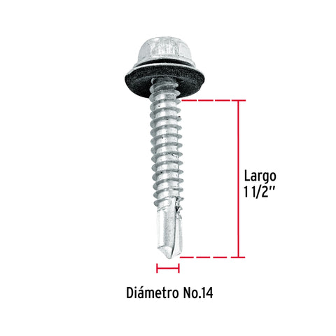 Bolsa con 50 pijas 1-1/2' hexagonal, punta broca con rondana | PIBR-1-1/2R | 44408