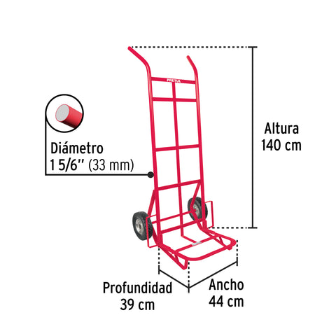 Diablo de carga de 400 kg, ruedas sólidas, doble balero | DIA-400 | 44478
