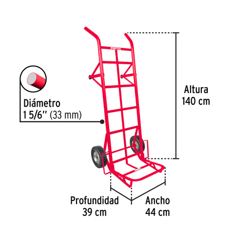 Diablo de carga de 450 kg, ruedas sólidas, doble balero | DIA-450 | 44479