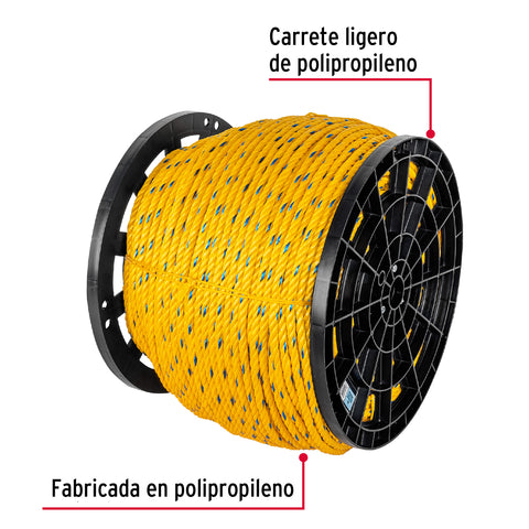 Kilo de cuerda amarilla de polipropileno 11mm, carrete 20kg | CUE-11K | 44488