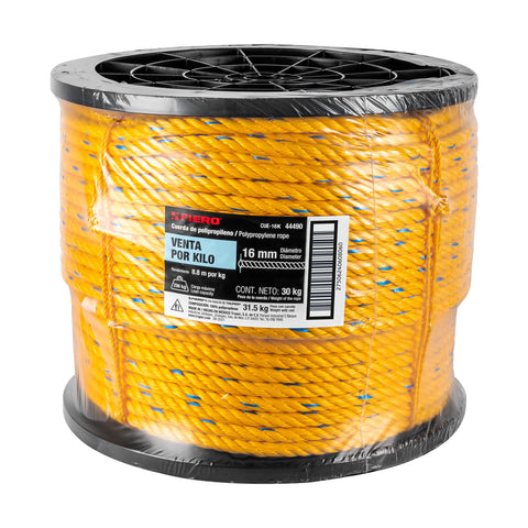Kilo de cuerda amarilla de polipropileno 16mm, carrete 30kg | CUE-16K | 44490