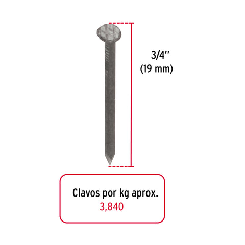 Bolsa con 1 kg de clavos alfilerillos de 3/4' con cabeza | CLA-3/4 | 44501