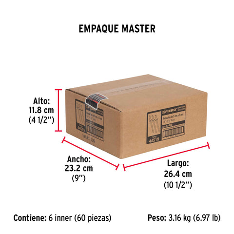 Bolsa con 50 remaches 1/8' x 3/16' de aluminio, ala 1/4' | R-43B | 44519