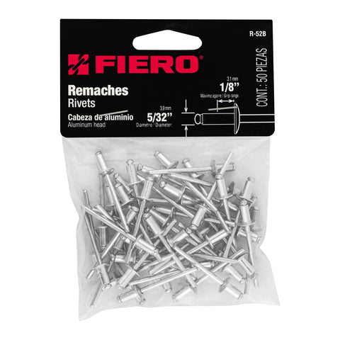 Bolsa con 50 remaches 5/32' x 1/8' de aluminio, ala 5/16' | R-52B | 44524