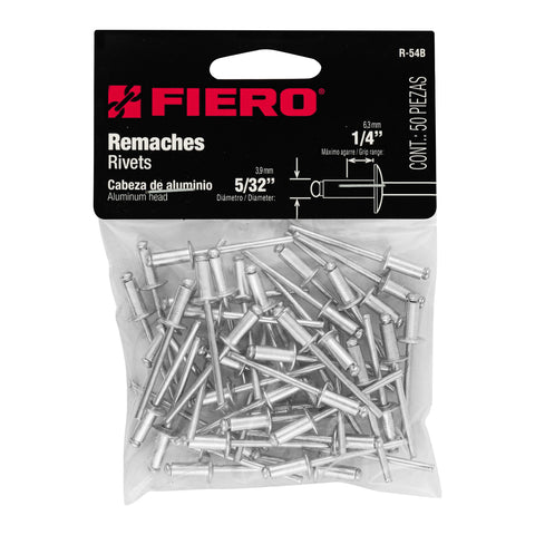 Bolsa con 50 remaches 5/32' x 1/4' de aluminio, ala 5/16' | R-54B | 44525
