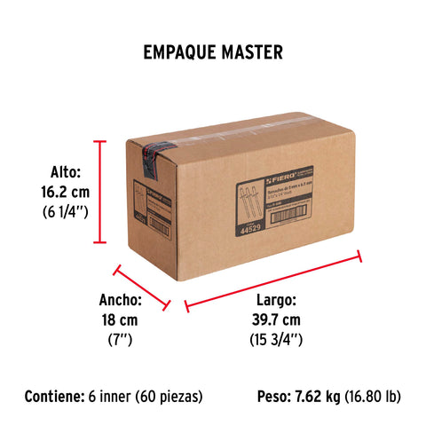 Bolsa con 50 remaches 3/16' x 1/4' de aluminio, ala 3/8' | R-64B | 44529